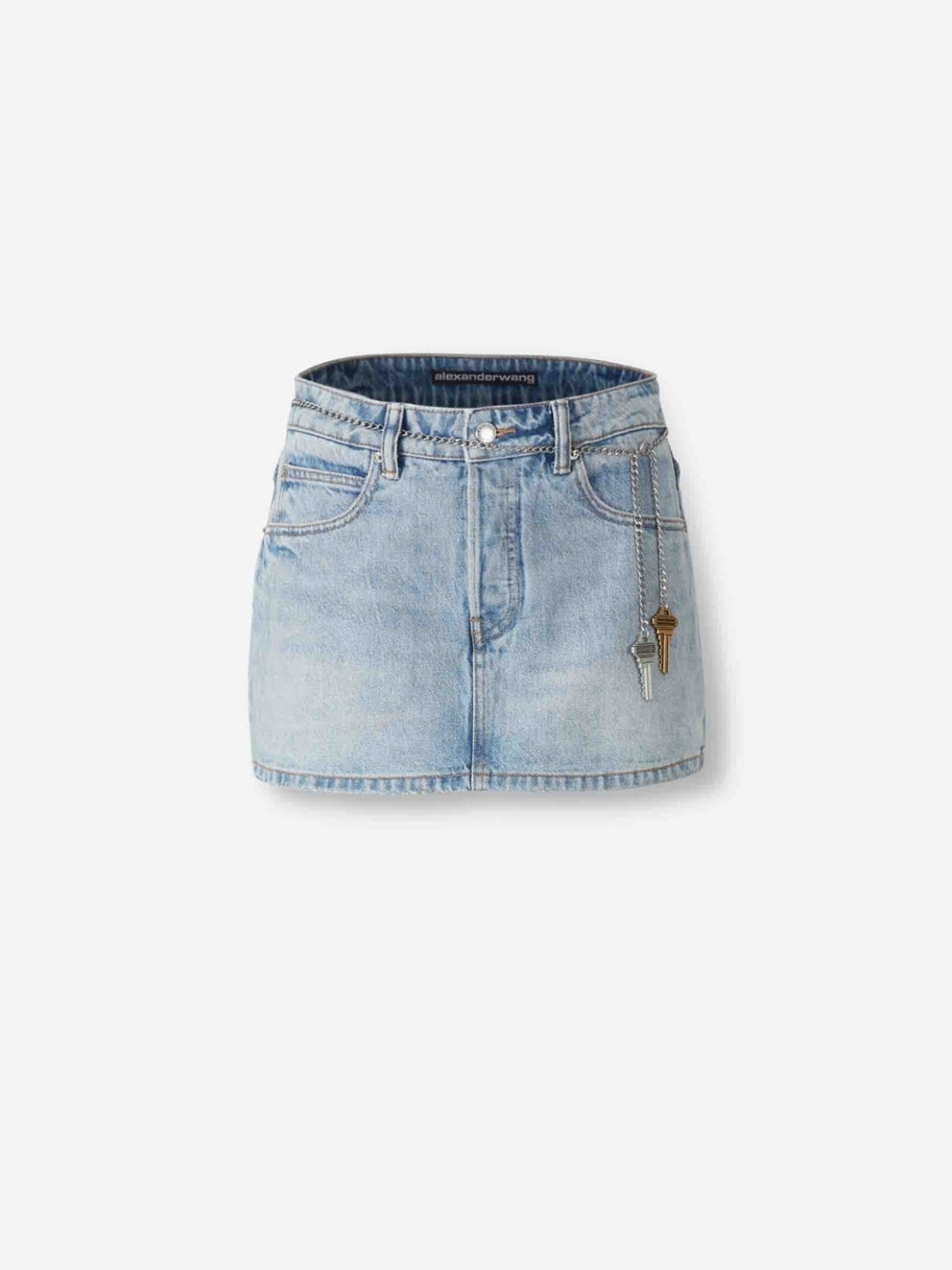 Alexander Wang Light Blue Denim Mini Shorts With Skirt